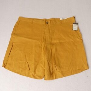 Tasso Elba Shorts Mens 42 Majestic Gold Linen Flat Front Summer Casual‎ Island